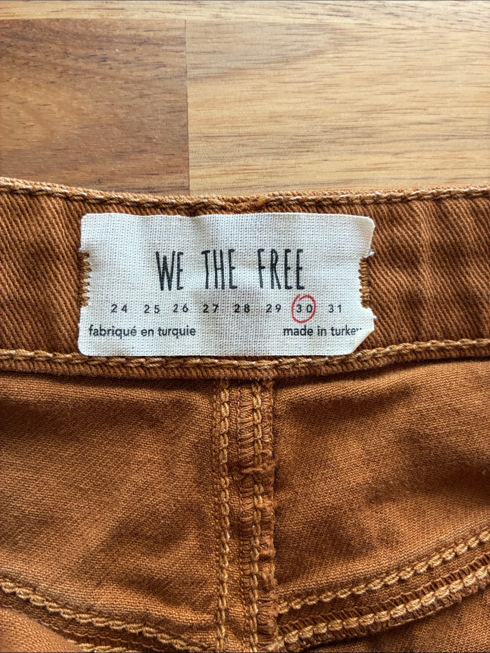 Free People HTF We The Free Studded Wide Leg Cropped Jeans Camel Raw Hem Size 30 - Picture 2 of 9